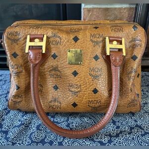 Vintage MCM Cognac Visetos Monogram Boston Bag